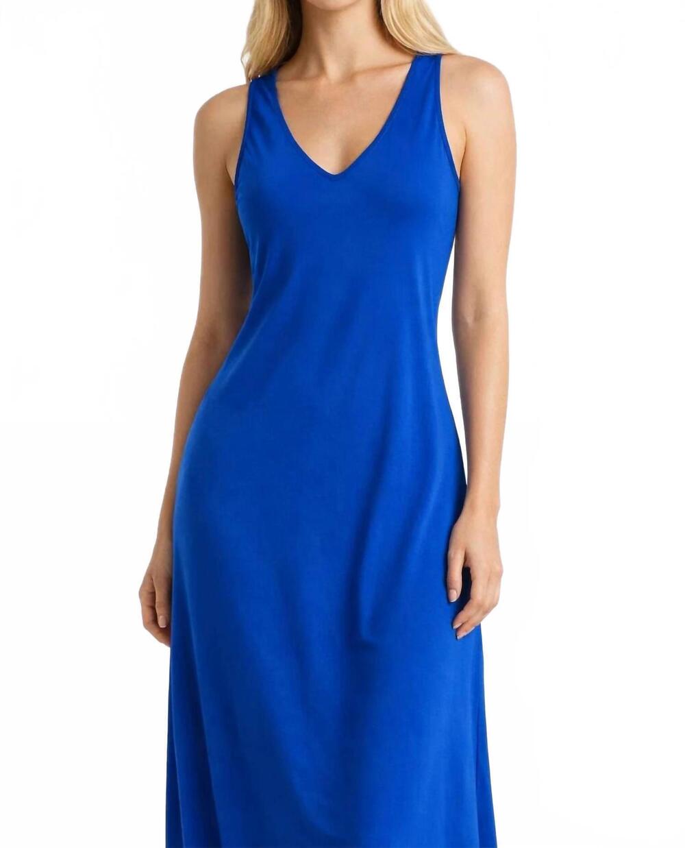 NEW MILIO MILANO silk v-neck sleeveless bias cut maxi dress in royal blue